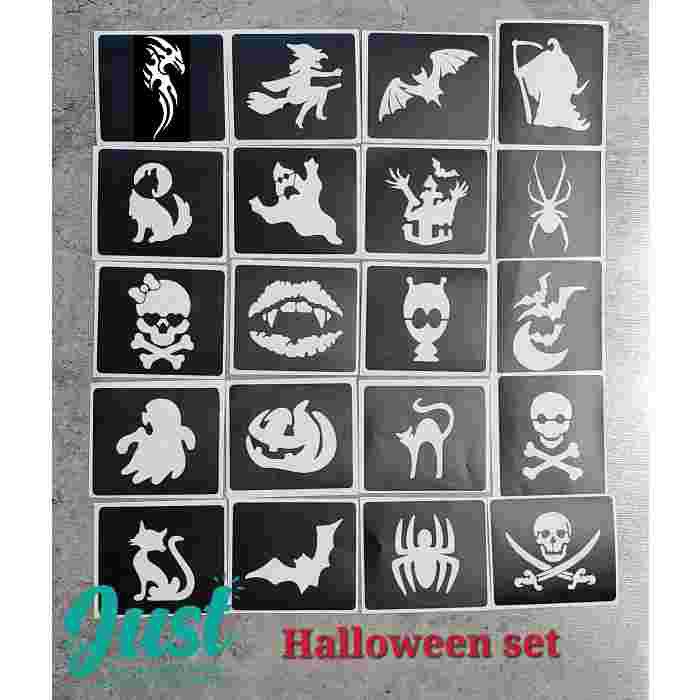Glitter Tattoo stencil set (20 pcs) - Halloween and Christmas Limited Edition