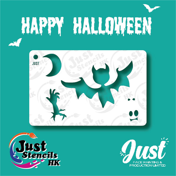 Just Stencils - Halloween Stencils - HA03 - Scary Bat (1 no / 9 nos per set)