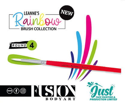 Fusion brush - LEANNE'S RAINBOW - Face Painting Brush with White Tacklon Bristles - Round 2 / 3 / 4