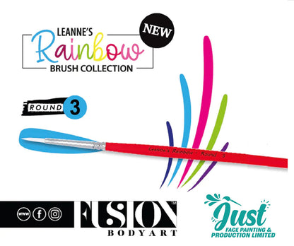 Fusion brush - LEANNE'S RAINBOW - Face Painting Brush with White Tacklon Bristles - Round 2 / 3 / 4