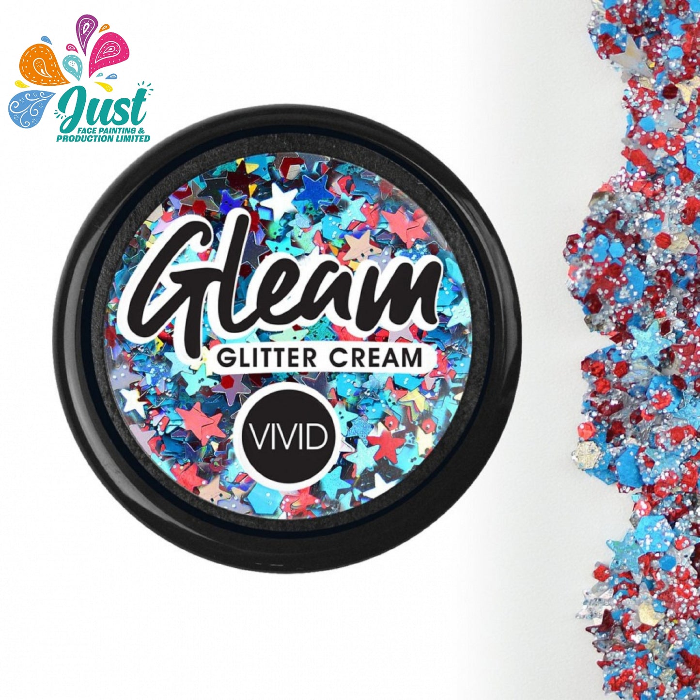 Vivid Glitter Glitter Cream - Red White & Boom - Gleam Chunky Glitter Cream (10g /Stackable Jar)
