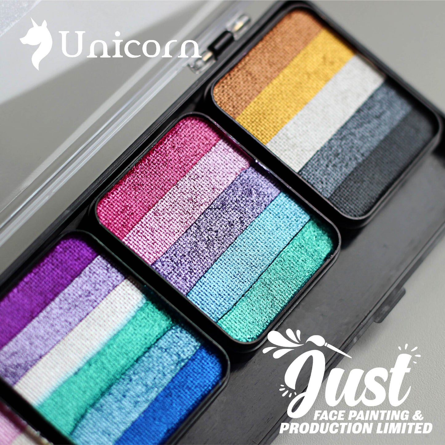 Unicorn  Sponge Rainbow Cake Palette - Аквагрим Unicorn Face Painting - "Shimmer Paradise" (for sponge) 5*25 gr