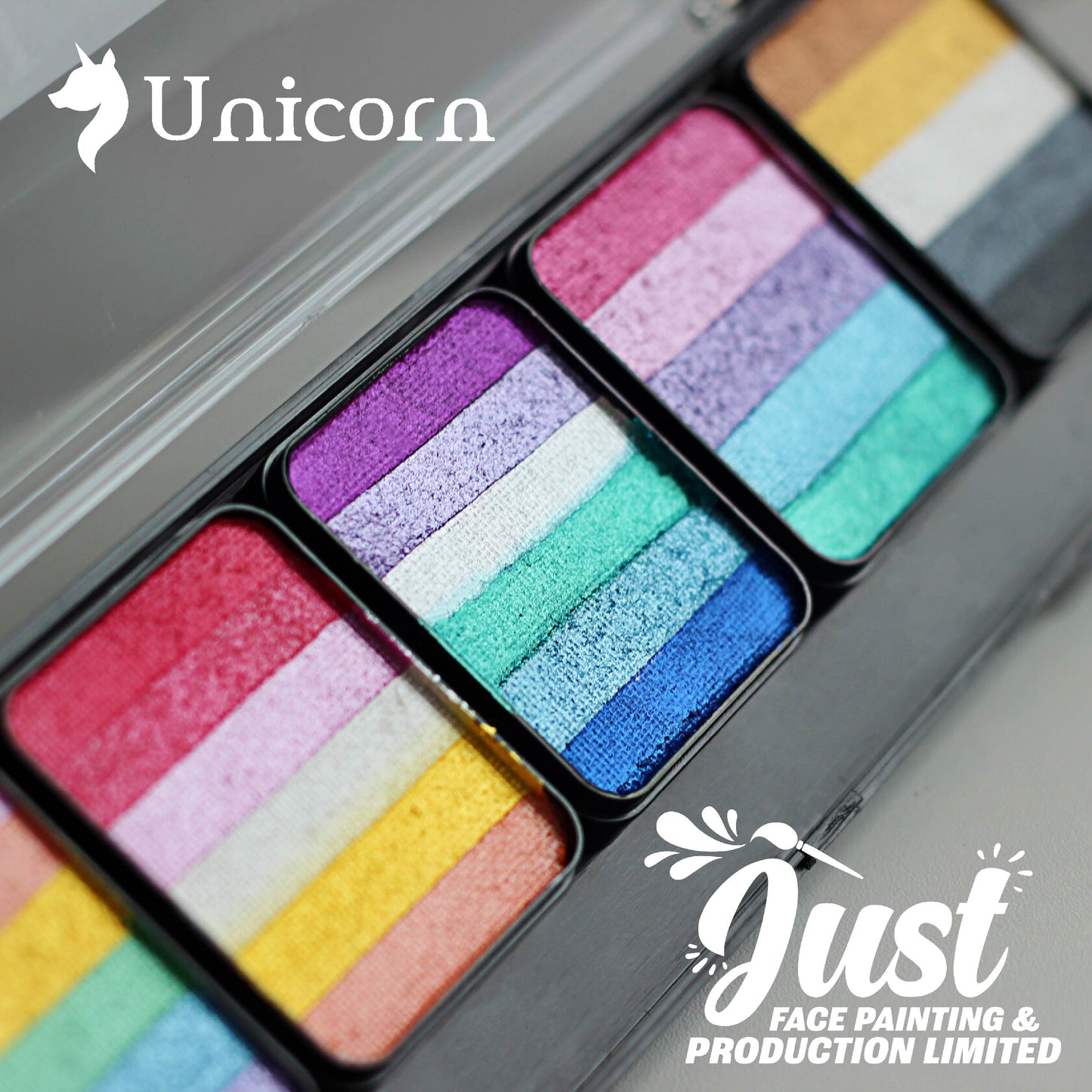 Unicorn  Sponge Rainbow Cake Palette - Аквагрим Unicorn Face Painting - "Shimmer Paradise" (for sponge) 5*25 gr