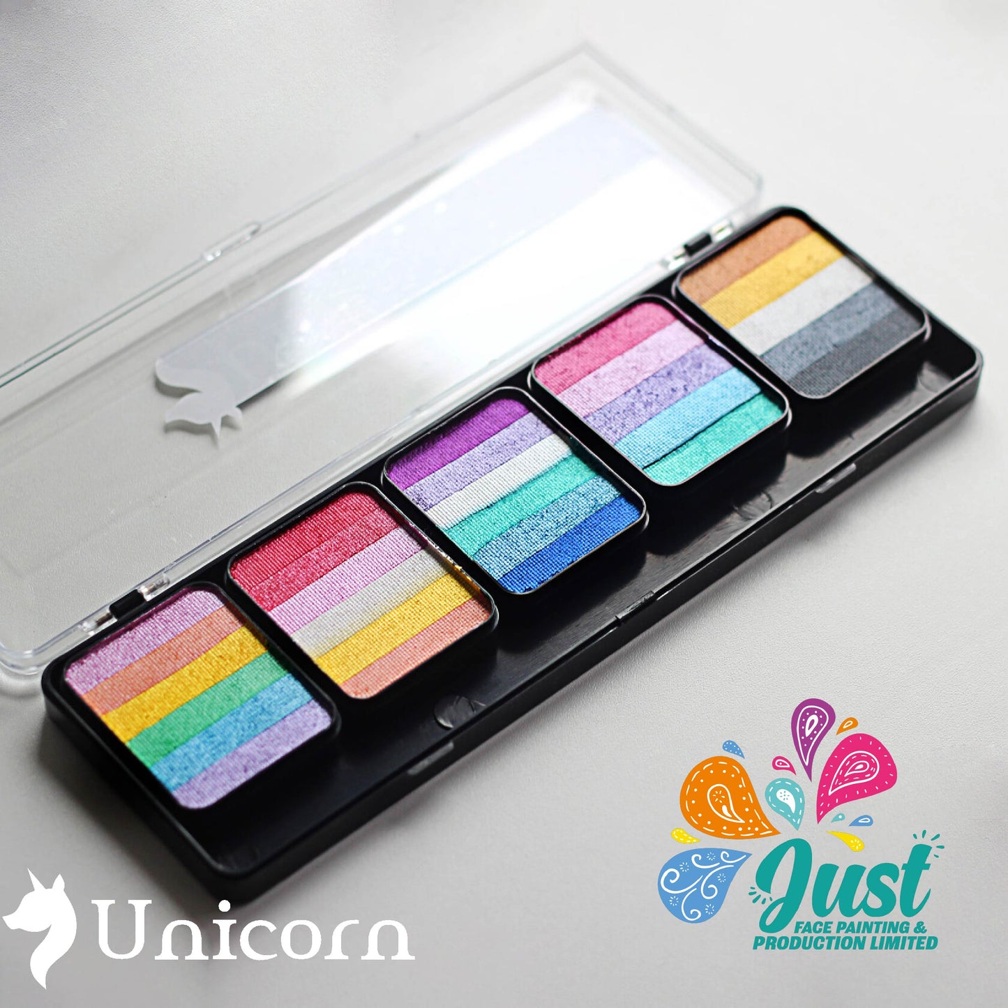 Unicorn  Sponge Rainbow Cake Palette - Аквагрим Unicorn Face Painting - "Shimmer Paradise" (for sponge) 5*25 gr