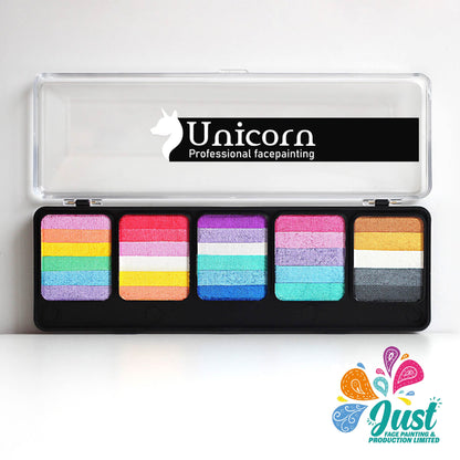 Unicorn  Sponge Rainbow Cake Palette - Аквагрим Unicorn Face Painting - "Shimmer Paradise" (for sponge) 5*25 gr