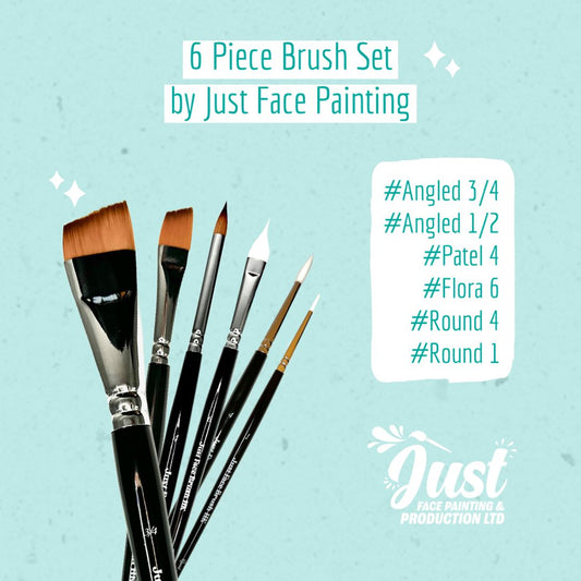 Just Brushes Set (6 pcs) by Just Face Painting (1pc / set of 6 pcs) - Round / Flora / Petal / Angled Brush