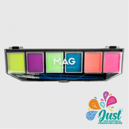 MAG Face Painting - Aquagrim MAG Palette - Face painting MAG Set light neon 6 pcs * 10 g (UV effect)