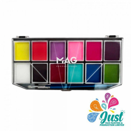 MAG Face Painting - Aquagrim MAG Palette - Face painting MAG Set neon + standard 12 pcs * 10 g